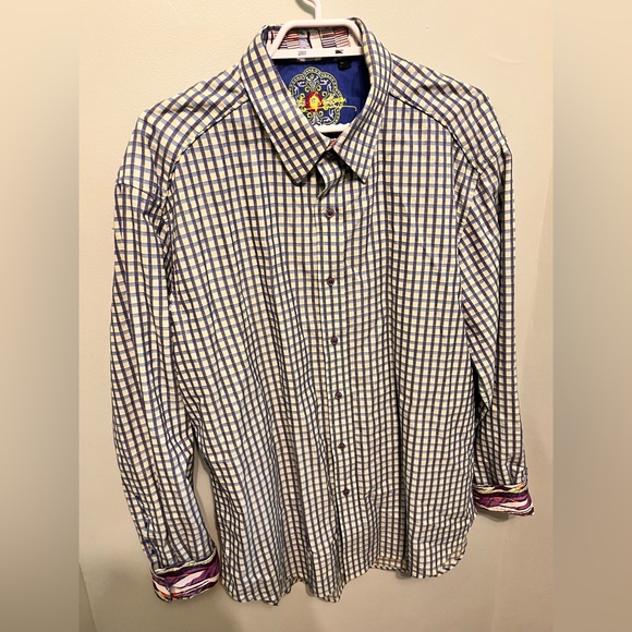 Robert Graham - Men’s XL - White & Blue - Classic Button-up Shirt - 100% Cotton - Picture 1 of 15